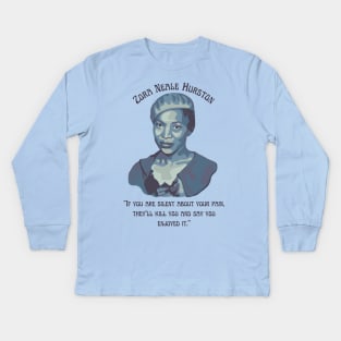 Zora Neale Hurston Portrait and Quote Kids Long Sleeve T-Shirt